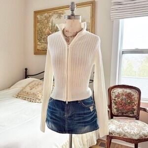 cream ribbed zip‎ front cardigan Divided fits like a small